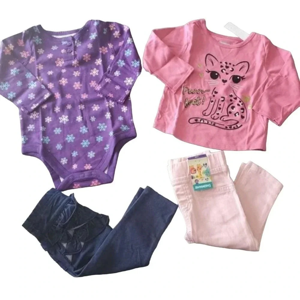 12m Girls 4piece Set 17, Baby Girls Outfits, Baby Girl Tops and Bottoms